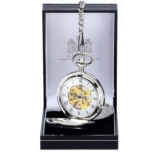 image showing A E Williams double full hunter pocket watch in case