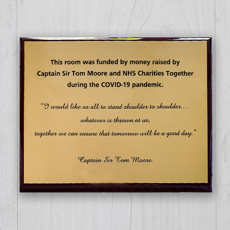 Image showing a sublimation plaque dedicated to Captain Sir Tom Moore by Peachy Gifts