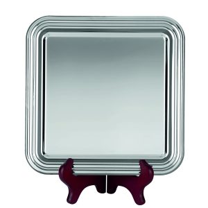 Image showing nickel plated square tray on wooden stand