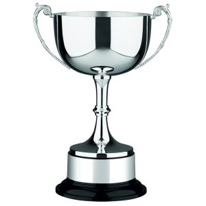 Image showing Swatkins Cambridge silver plated trophy cup on bakelite base