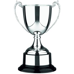 Image showing silver plated trophy cup on black bakelite base