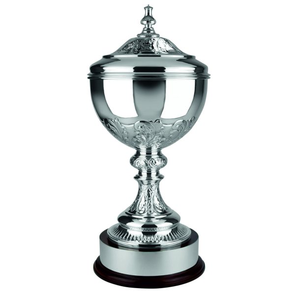 Image showing Swatkins hand chased the imperial challenge trophy on mahogany wooden base
