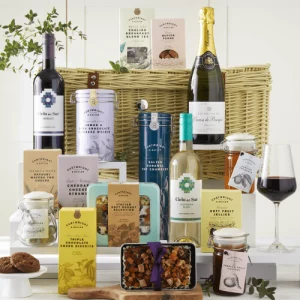 Image showing the luxury contents of the howden hamper laid out on a kitchen table